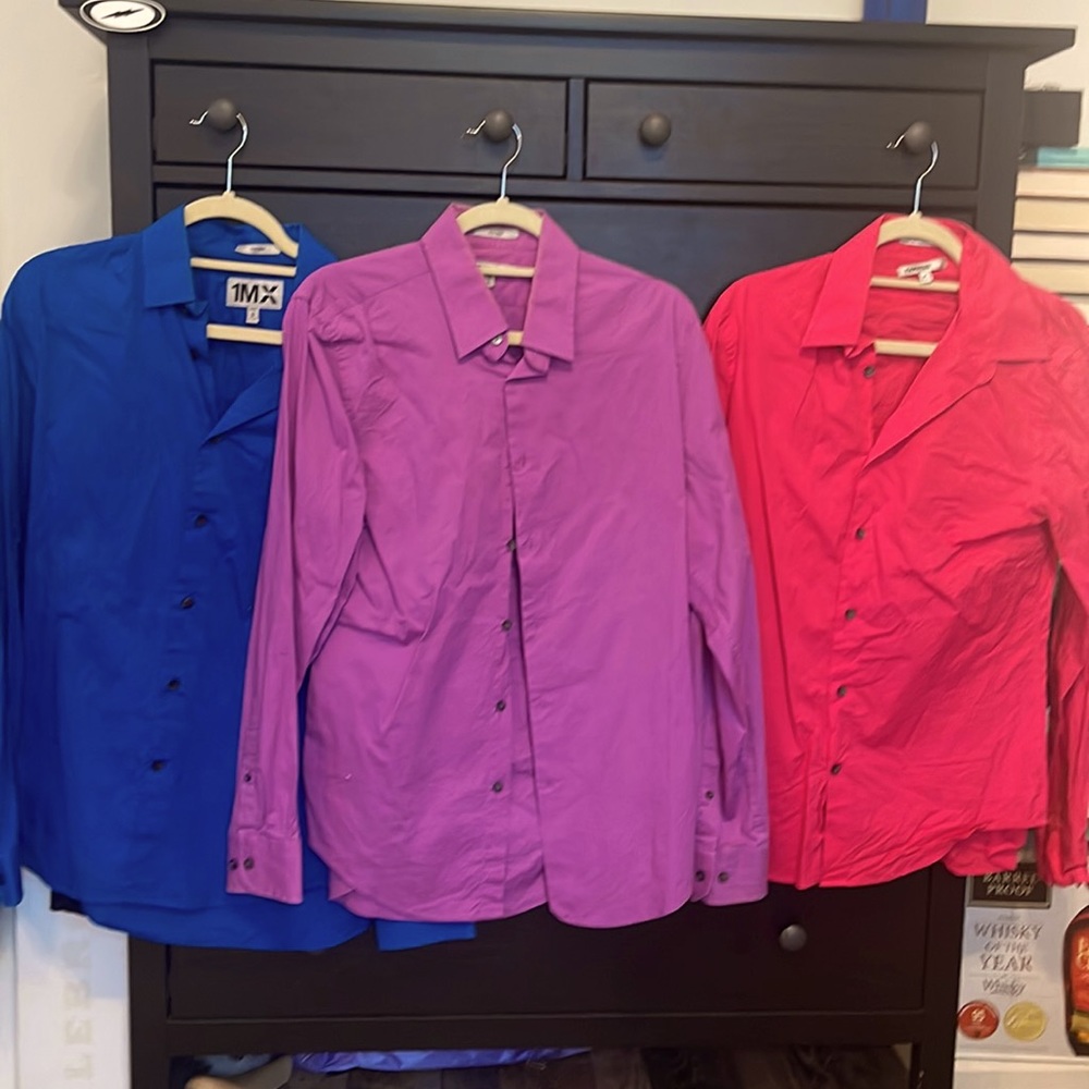 3 Express 1MX LS Shirts
Royal Blue, Purple, Pink
All size M